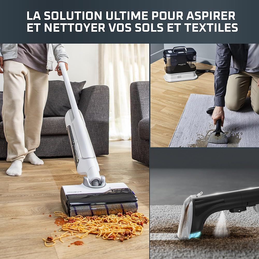 Rowenta X-Clean 10 GZ7540WO Aspirateur Laveur sans Fil et Shampouineuse